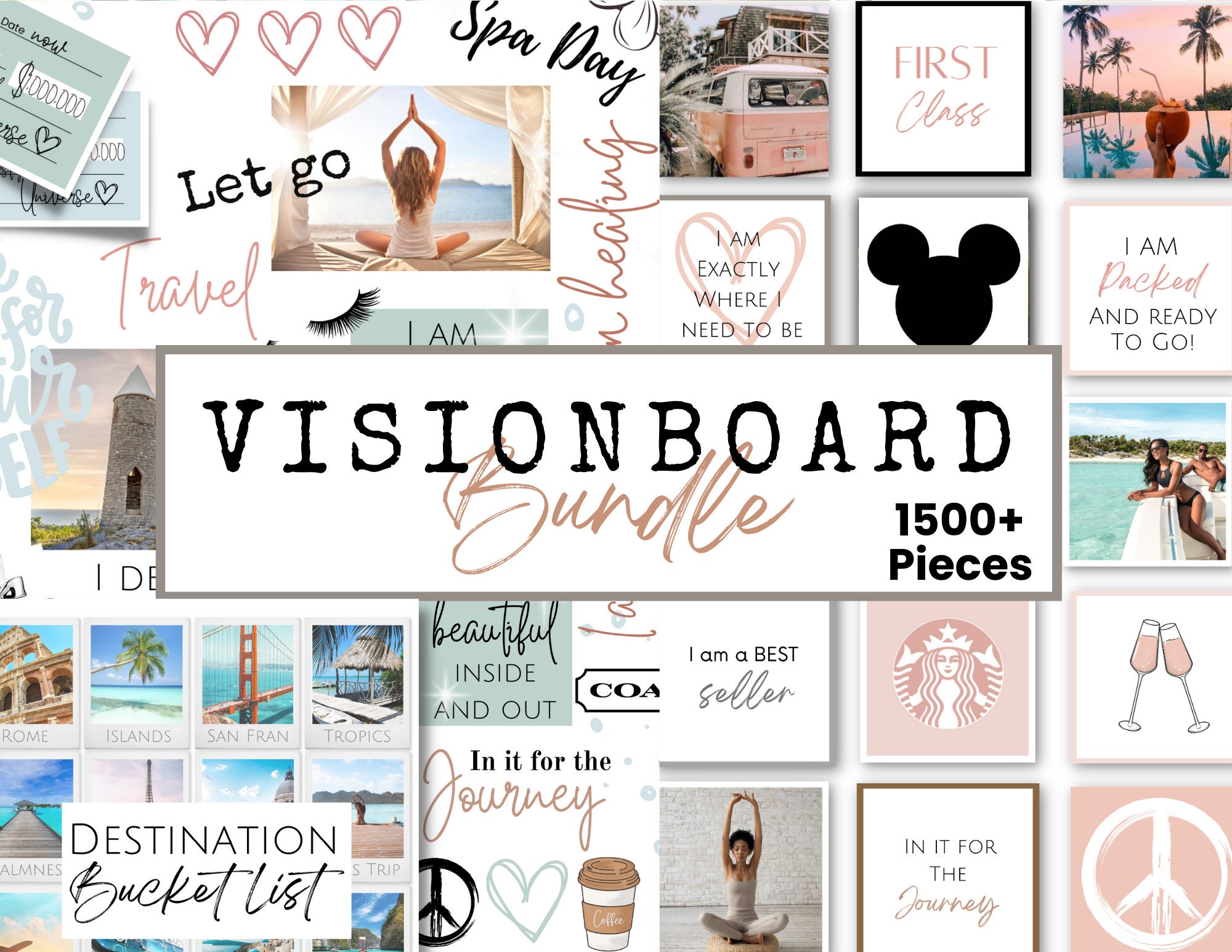 Navy Peony Passion Red Goal Setting Vision Board Stickers (48 Pieces)