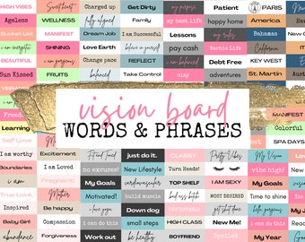 Vision Board Words, Phrases and Affirmations Printable, 2025 My Year Manifesting Words for Creating a Vision Board