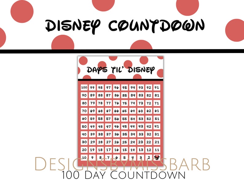 100 Day Printable Vacation Countdown Count Down the Days - Etsy