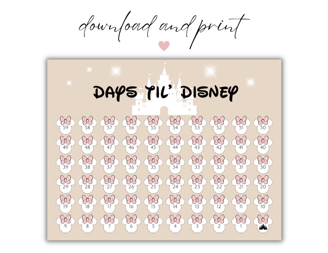 Printable Vacation Countdown, Count Down the Days Until Your WDW ...