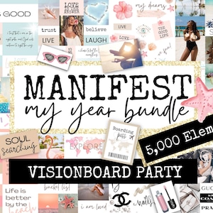 2025 Vision Board Party Printable for Manifesting your Best Year! Vision Board Party Kit with Affirmations, Quotes, Words, Phrases & More!