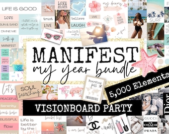 2026 Vision Board Party Printable for Manifesting your Best Year! Vision Board Party Kit with Affirmations, Quotes, Words, Phrases & More!