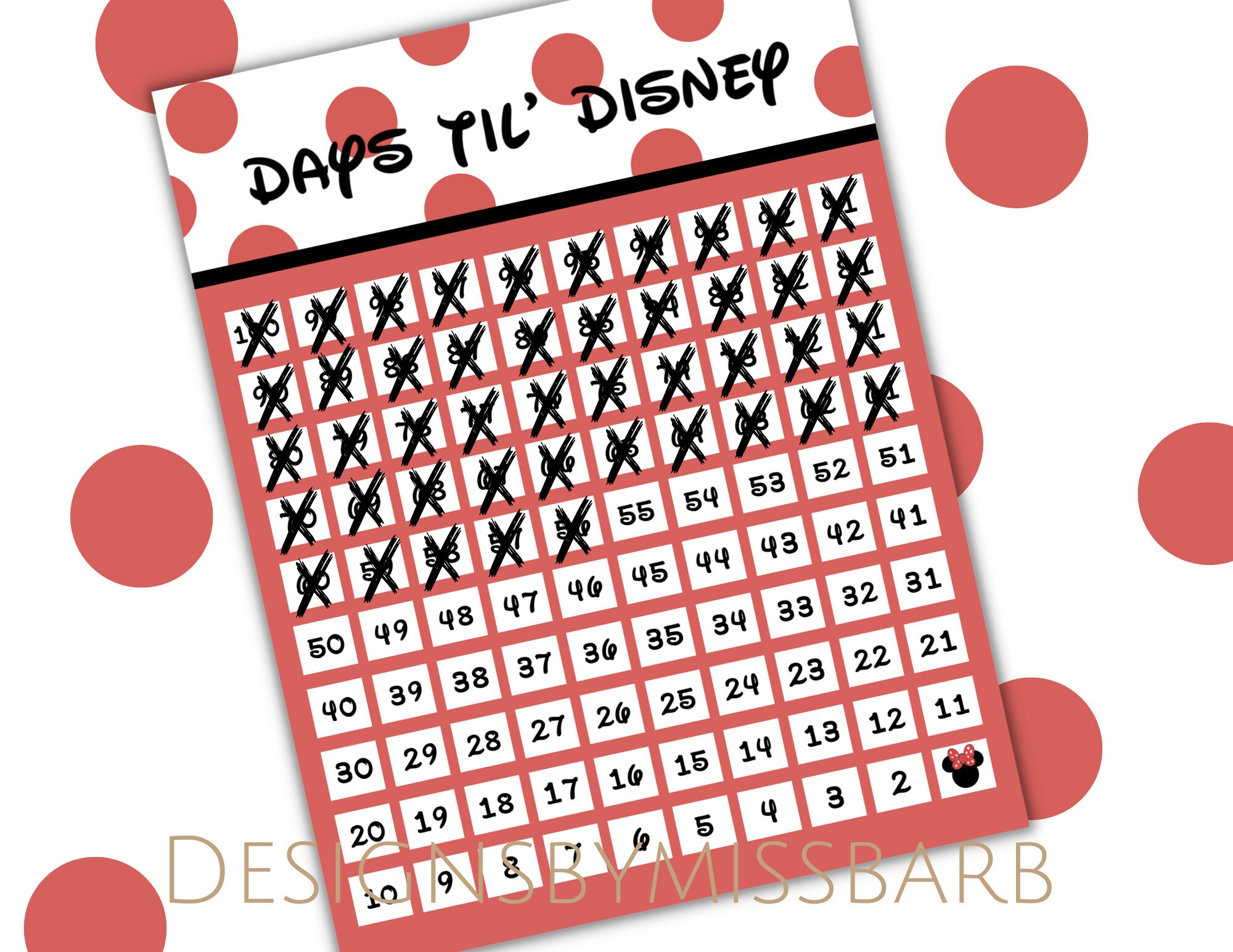 100 Day Printable Vacation Countdown Count Down the Days - Etsy
