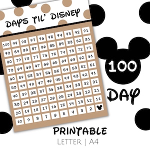 Vacation Countdown Printable, 100 Days Until Your Magical Vacation, Vacation Planner, Mickey Vacation Countdown Printable, US Letter, A4