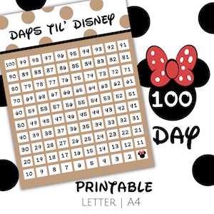 Printable Vacation Countdown Printable, 100 Day Vacation Countdown
