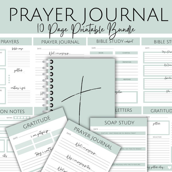 Prayer Journal Printable Template with Bible Verse, Gratitude, Prayers, Bible Study and Daily Prayer Printable Planner for tracking Prayers