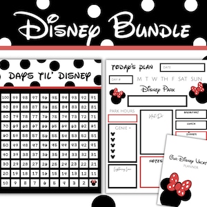 100 Day Countdown and Day Planner Printable Bundle, Count Down the Days Until your Magical Vacation, Vacation Day Planner and Countdown