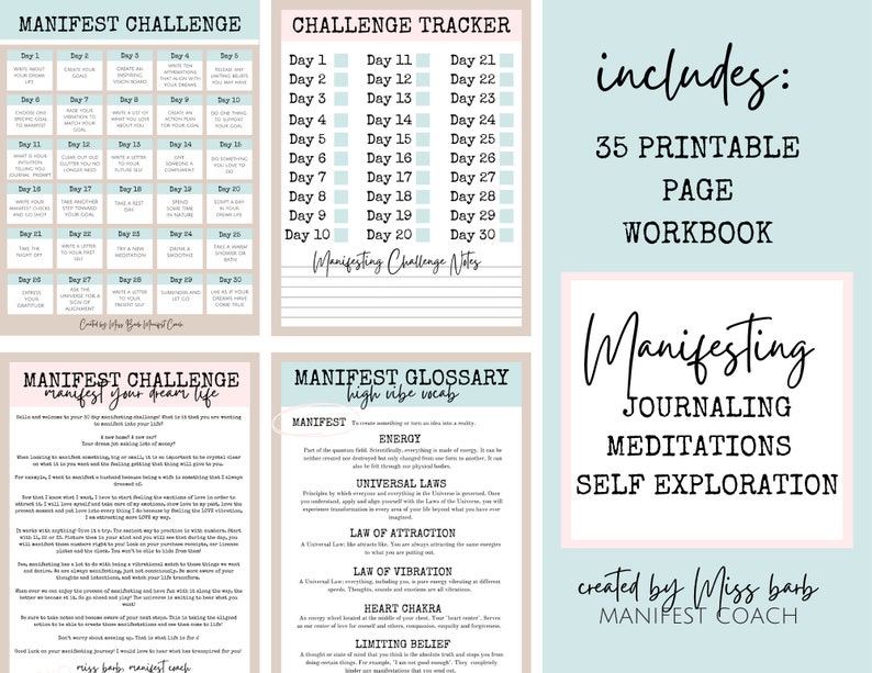 Manifest Kit With Journaling, Meditations &amp; Manifest Activities ...