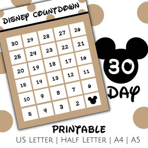 Printable Vacation Countdown, 30 Day Countdown, Magical Inspired Vacation Countdown, Mickey, PDF
