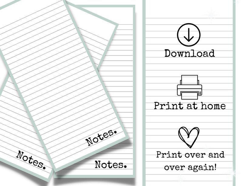 Writing Notes Paperrintable Printable Notepad for Writing Notes, Lists, Grocery, to Do and Planning ...
