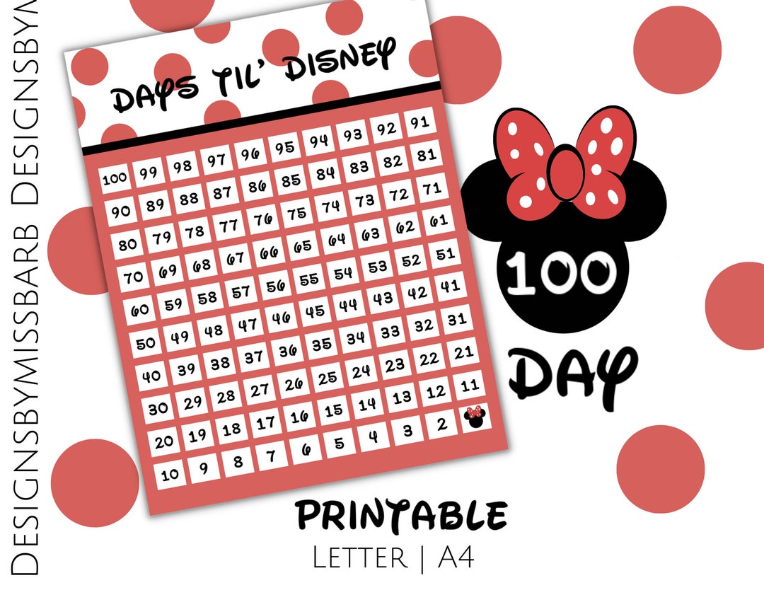 100 Day Printable Vacation Countdown, Count Down the Days Until Your Magical Vacation, Printable Countdown, Minnie, A4, US Letter - Etsy 100-day-printable-vacation-countdown-count-down-the-days-until-your-magical-vacation-printable-countdown-minnie-a4-us-letter-etsy