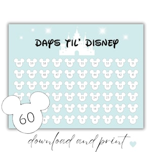 WDW Vacation Countdown, Count Down the Days until your Magical Vacation, Magical Vacation 60 Day Countdown Printable in Size Letter and A4