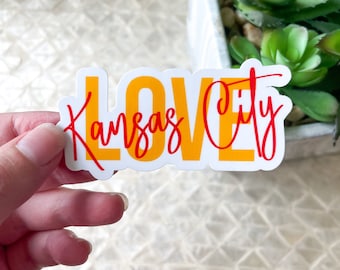 Love Kansas City KCMO Red and Gold Sticker