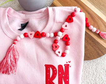 RN Hearts Valentine’s Crewneck | Nurse Embroidered Valentine’s Day Sweatshirt