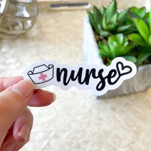 Nurse Sticker Stillhut und Herz, Wasserflasche und Laptop Aufkleber, Geschenk für Krankenschwestern