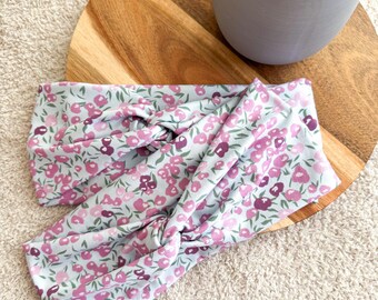 Blue and Purple Flowers Headband | Spring Floral Twisted Turban, Faux Knot