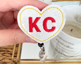 White KC Heart Badge Reel | Kansas City Badge