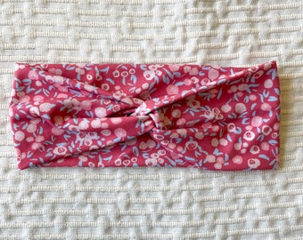 Mauve Ditsy Rose Floral Headband | Spring Twisted Hairband for Nurses, Teachers