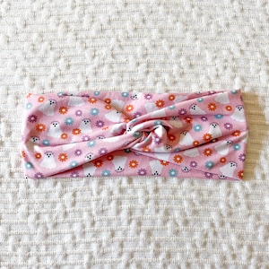Ghosts with Flower Crowns Fun and Cute Pink Halloween Twisted Turban Faux Knot Headband
