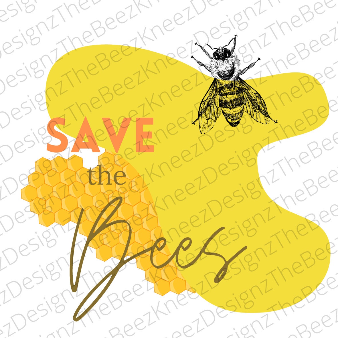 Bee Decor, Bee Art, Honeycomb Wall Art, Kitchen Decor, Yellow