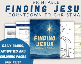 Finding Jesus: Christmas Countdown – 24-Day Advent Game for Kids | Printable Scripture Cards & Activities