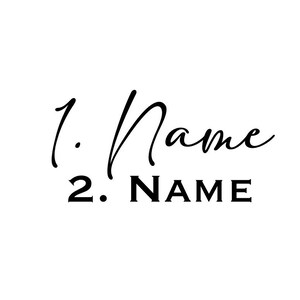 May include: A black and white image with the text "1. Name" in cursive and "2. NAME" in all caps.