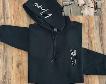 Custom Line Art Horse Hoodie, Personalized Equestrian Gift