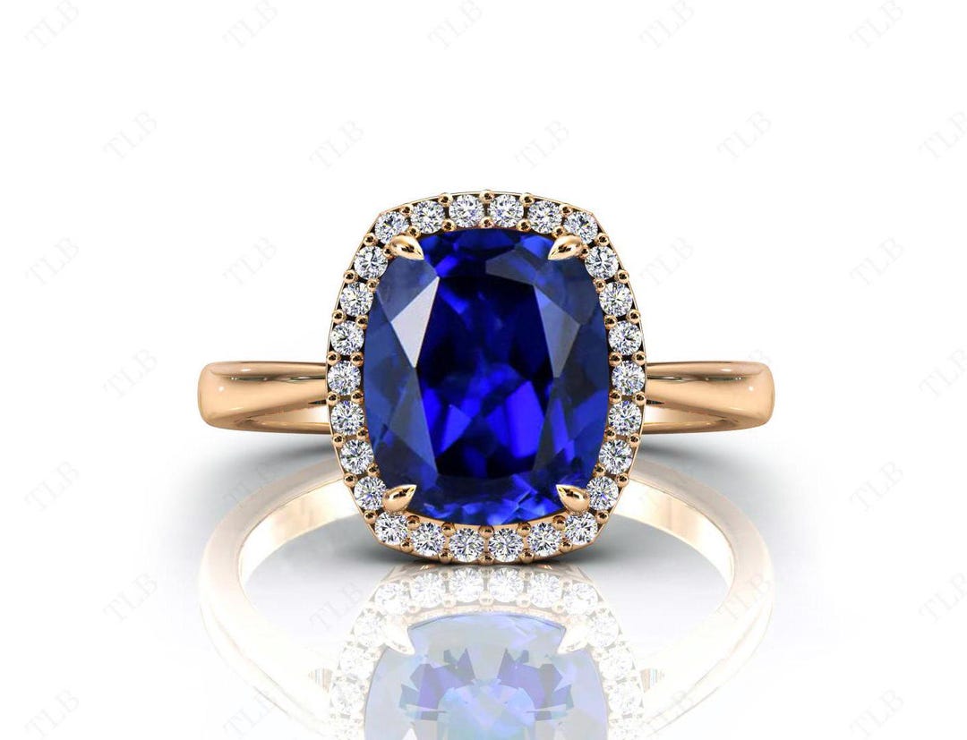 Unique Blue Sapphire Engagement Ring for Women Blue Gemstone Ring ...