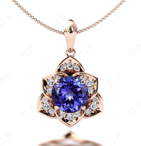 ヴィンテージ タンザナイト フローラル ペンダント アンティーク 