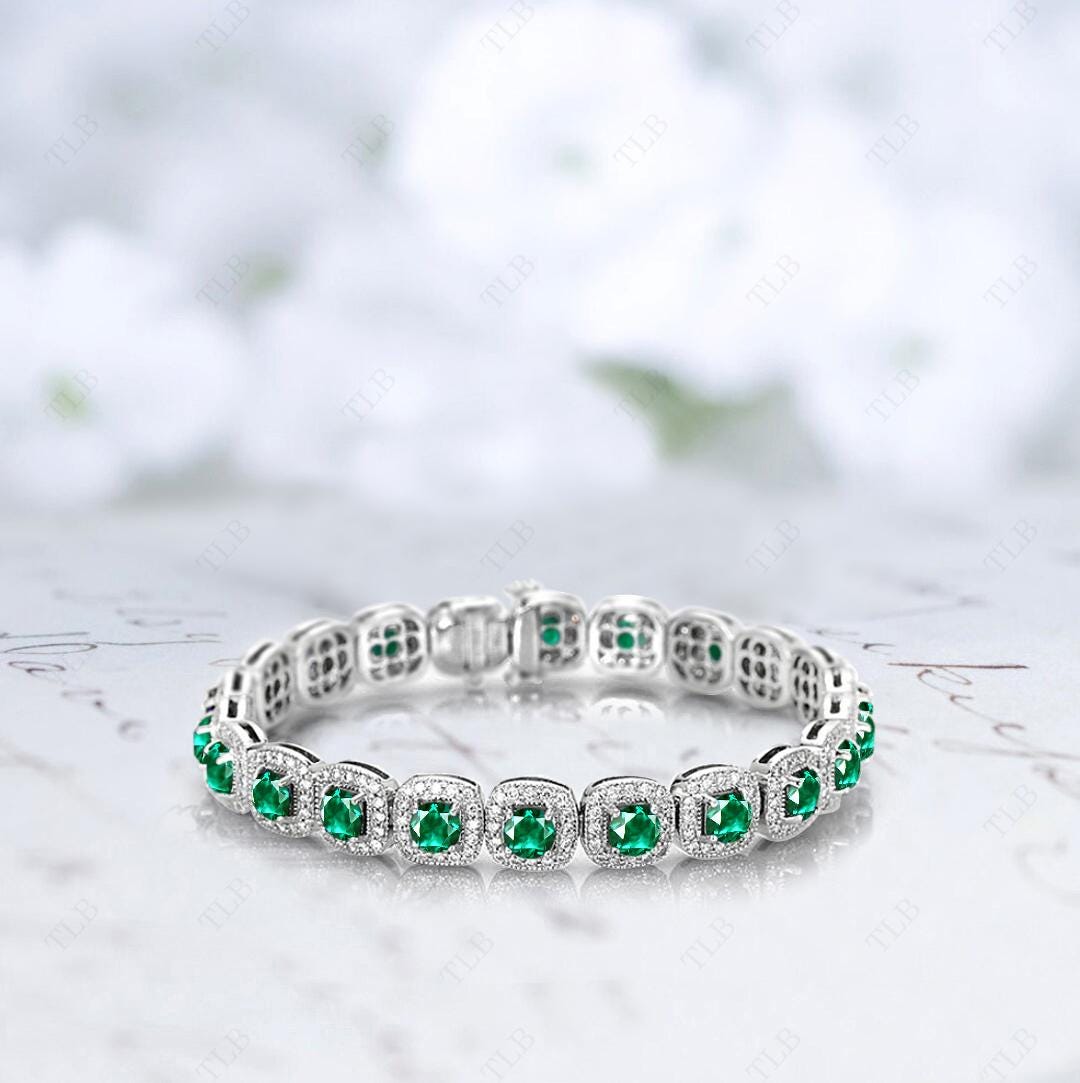 Bracelet Rétro Rigide - Argent/or Avec Décor émail Vert Et Noir - Occasion - Modèle A10