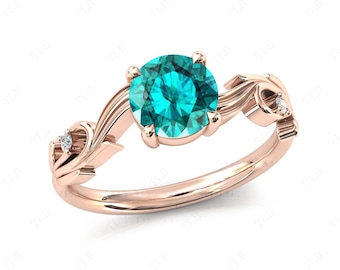 Unique Paraiba Tourmaline Wedding Ring Art Deco Engagement Ring Green Gemstone Ring 925 Silver Paraiba Tourmaline Bridal Promise Ring