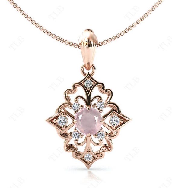 Collana Artigianale Con Ciondolo In Argento E Quarzo Rosa &ndash; Fatto A Mano, Pietra Lab-created