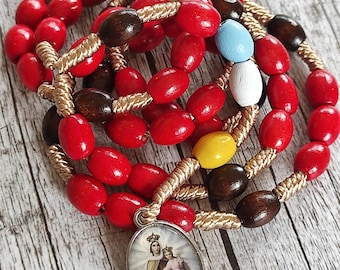 Holy Souls Rosary Chaplet, Wood Beads, Blessed