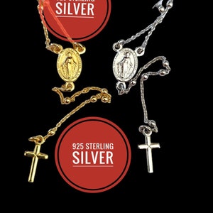 Miraculous Medal Rosary 925 silver Cross Rosary Necklace necklace for women 18K gold plated
