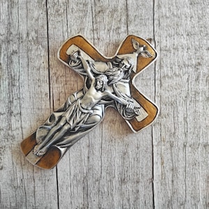 Wall Hanging Cross Silver Gold Holy Trinity Father Son Holy Spirit crucifix 7.8 inc