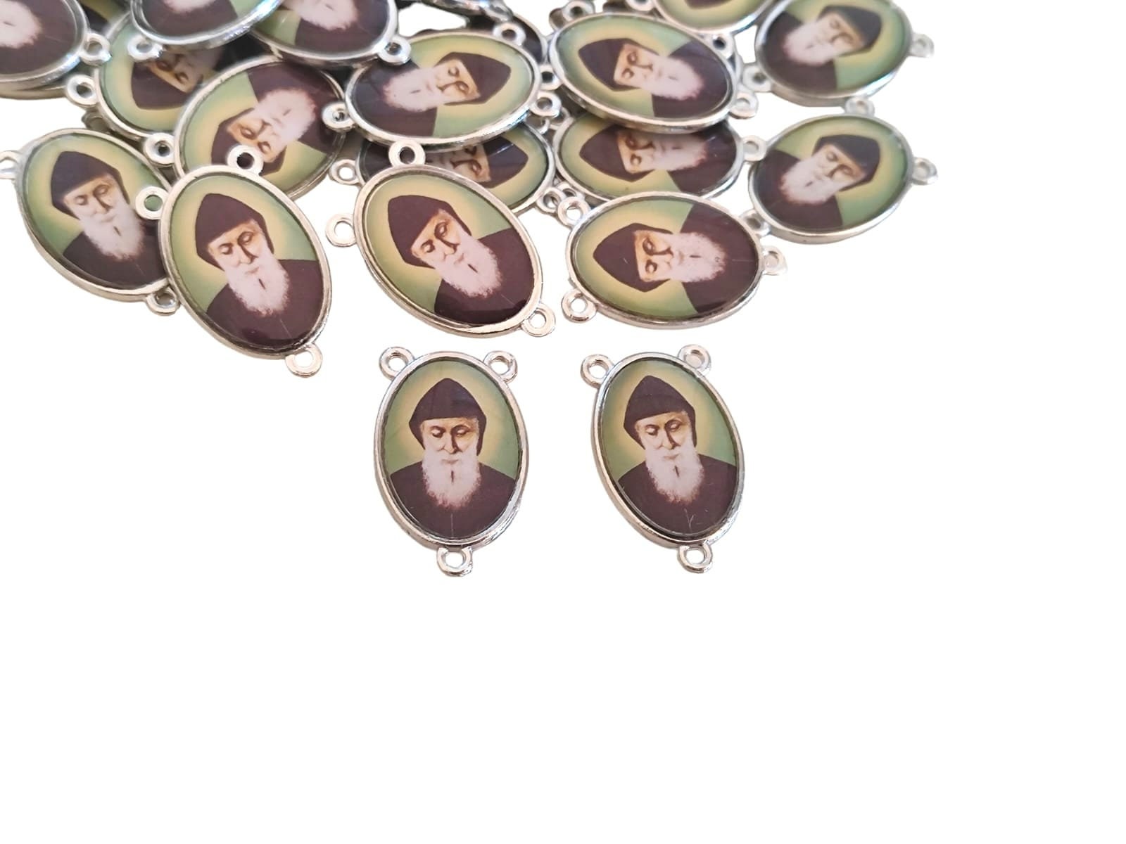 center rosary Wholesale Saint St. Charbel wholesale 10, 20, 50, 100 pcs, Holy medals, catholic medals Rosary Part