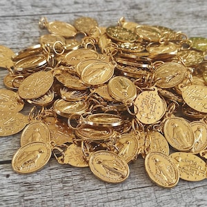 Miraculous Medals box 10, 20, 50 , 100 pcs Holy medals Gold color