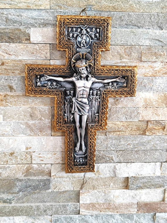 St. San Damiano Wall Hanging Cross Silver Crucifix - Etsy