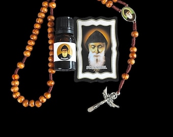 Saint St. Charbel ROSARY Holy Spirit CHARBEL holy OIL Olive Wood Catholic medals Gift