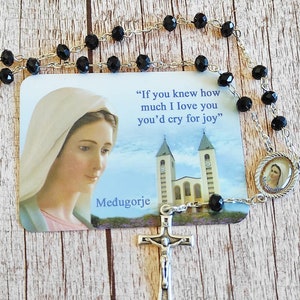 Peace Chaplet of Medjugorje, rosary crystal, catholic gifts, religious jewelry Our Lady