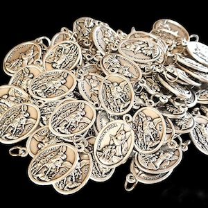 St Michael Archangel Medals Lot Bulk 15/25/50/100 Pcs Silver Tone  Pendants Charms-Blessed  request-San Miguel Medallas Plateadas