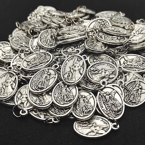 St Michael Archangel Medals Lot Bulk 15/25/50/100 Pcs Silver Tone  Pendants Charms-Blessed  request-San Miguel Medallas Plateadas