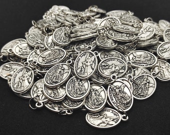 St Michael Archangel Medals Lot Bulk 15/25/50/100 Pcs Silver Tone  Pendants Charms-Blessed  request-San Miguel Medallas Plateadas