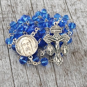 Holy Face rosary Handmade  rosary , Pardon crucifix rosary, Most , Miraculous Medal St Benedict rosary medals cross