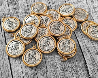 Lot De 3 Médailles St Michel Et St Christophe - Pendentif Plaqué Argent 1,2'' - Cadeau Religieux Neuf