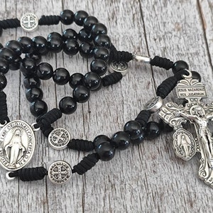 St Benedict Rosary  Miraculous Medal Rosary - Pardon cross crucifix - medals