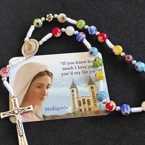 Hand Made Murano Glass Rosary Peace Chaplet Beads Colourful Rosary Beads Virgin Mary   Gift