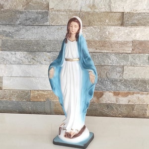 Estatua de Nuestra Señora de las Gracias, estatua de la Virgen María, estatua azul de Nuestra Señora, estatua de Nuestra Señora, estatua de jardín de la Virgen María, Escultura de la Virgen