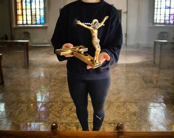 極稀少品　19世紀　真鍮製　聖遺物クロス　キリスト教　アルマクリスティ　受難遺物 Risen Christ Statue - Medjugorje, Religious Gift for House, Home
