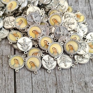 Saint Holy Spirit MEDALS wholesale center rosary 10, 20, 30 , 50, 100pcs catholic medals Rosary Part Our Lady Virgin Mary Centerpiece